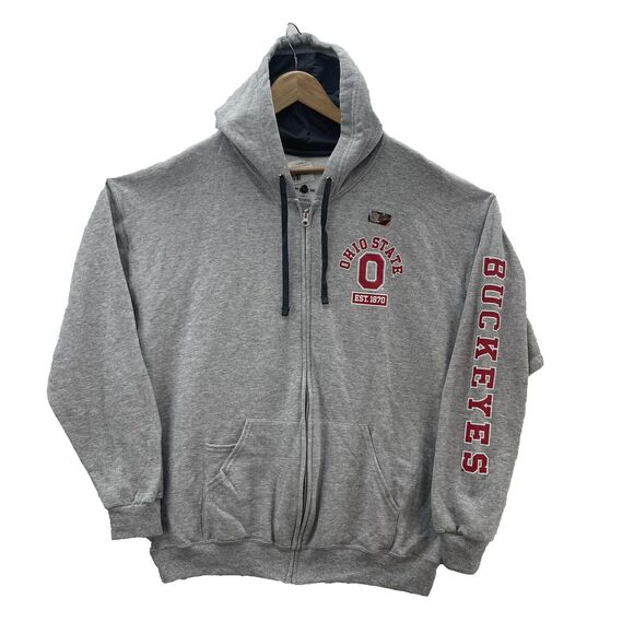 Ohio State Buckeyes NCAA Football Foundation Hoodie Sweatshirt Men's XL Gray Red - Picture 1 of 11